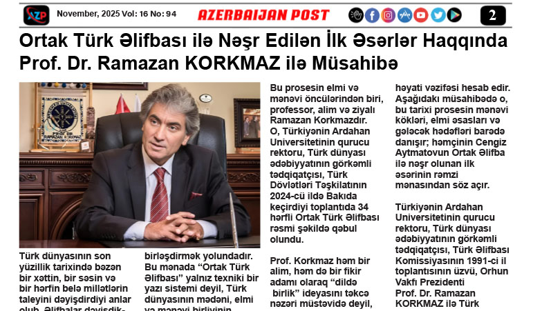 Ortak Türk Əlifbası ilə Nəşr Edilən İlk Əsərlər Haqqında Prof. Dr. Ramazan KORKMAZ ilə Müsahibə