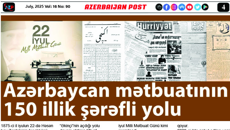 Azərbaycan mətbuatının 150 illik şərəfli yolu