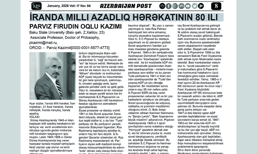 İRANDA MILLI AZADLIQ HƏRƏKATININ 80 ILI